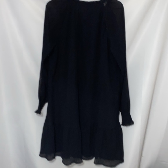 LOFT WO SIZE LG Black Cocktail Dress with Bishop Sleeves and Crew Neck pleated - Picture 11 of 14